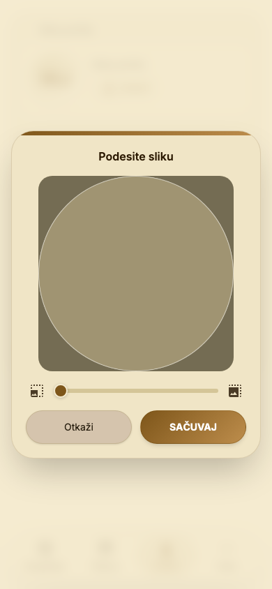 Prozor „Podesite sliku“ za sečenje profilne slike